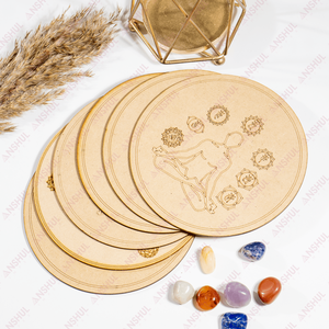 Platos Redondos de Madera de 6 Pulgadas con 7 Chakras para Yoga, Platos de Sanación Natural para Amantes del Yoga y Meditación, Precio al por Mayor - Product Image 2