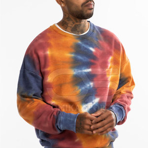 Hombres Tie Dye Sudadera Drop Shoulder Pullover con diseño artístico de remolino para la moda juvenil de la calle - Product Image 1