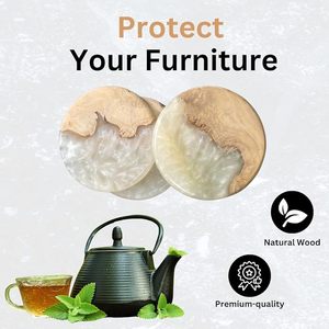 Handcrafted Wood <b>Epoxy</b> Round Beaded <b>Table</b> Coaster for Dining <b>Table</b> Wedding Christmas Decoration Family Gathering Parties - Product Image 6