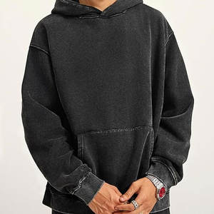 Sweat à capuche surdimensionné OEM de haute qualité sweat à capuche court unisexe hommes impression broderie sweats à capuche personnalisés pour hommes streetwear lavé - Product Image 2