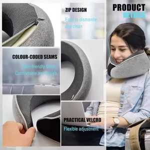 Gran oFerta De Almohada de espuma viscoelástica cervical en forma de U de lujo para viajes de oficina ajustable plegable cómoda almohada de cuello de moda - Product Image 4