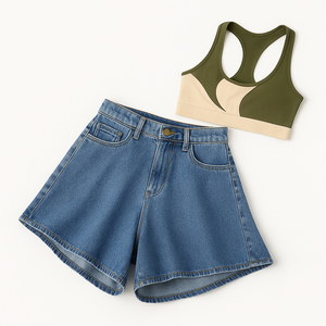 Pantalones cortos de mezclilla de pierna recta de cintura alta retro para mujer, con piernas largas, sueltos y versátiles, de alta calidad - Product Image 3