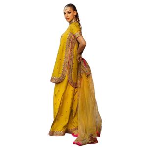 Costume 3 pièces en lin brodé robe traditionnelle pakistanaise pour femmes vêtements ethniques mode culturelle Shalwar Kameez tenue artisanale - Product Image 2