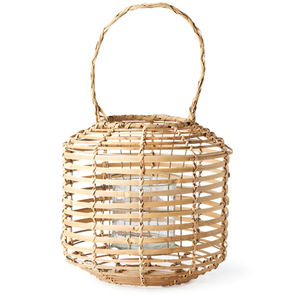 Décor à la maison rustique pot de bougie en bambou avec poignées rotin debout lanterne abat-jour de Table en gros bougeoir en bambou naturel - Product Image 6