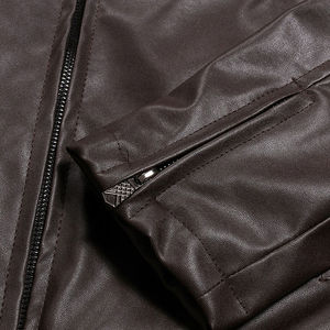 Fabricantes profesionales Chaquetas de cuero de piel de oveja de ajuste regular con forro de satén Dobladillo acanalado elástico Chaqueta de cuero para hombres Hombres - Product Image 6