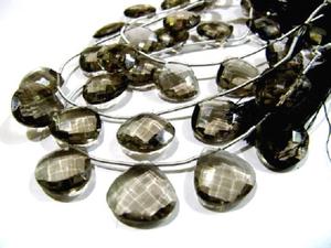 Briolette รูปหัวใจสีน้ำตาลควอทซ์รมควันขนาด13มม. ยาว8นิ้วเครื่องประดับทำอัญมณี - Product Image 4