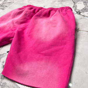 กางเกงขาสั้นล้างกรดวินเทจของผู้ชายที่กําหนดเองซันย้อมผ้าฝ้ายเหงื่อดิบขอบพัฟพิมพ์สบายๆยาวถึงเข่าเชือกรูด - Product Image 6