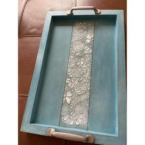 Plateau de service pour petit-déjeuner laqué, plateaux décoratifs en bois, grande forme rectangulaire, impression personnalisée, style américain, pour hôtel - Product Image 3