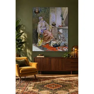 Fida, femme voilée et servante dans une pièce ottomane, impression sur toile orientaliste - Product Image 5