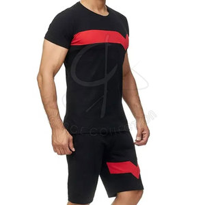 Ensemble de tenues en coton de haute qualité pour hommes, short et t-shirt surdimensionné uni respirant de style décontracté, design pékin personnalisé pour l'été - Product Image 2