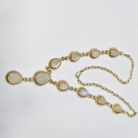 Plata de Ley 925 chapada en oro buena calidad forma de lágrima Arco Iris piedra lunar piedra preciosa hecha a mano diseñador único collar Vintage