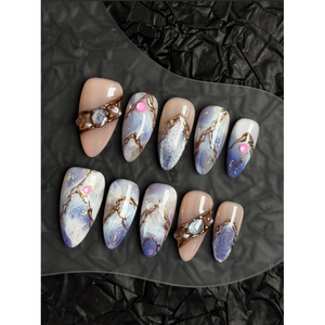 Cosmic Veins Press-On Nail Art: Design Cosmico Unico per l'Enhancement delle Unghie - Product Image 2