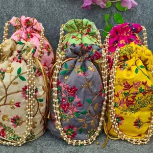 Embroidered Indian Wedding Potli <b>Bag</b> for Ramadan New Year and Diwali Festival for Dry Fruits Return Favor <b>Party</b> Accessory - Product Image 1