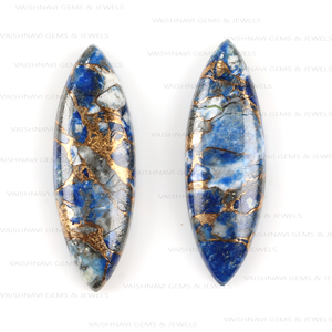 Venta al por mayor a granel Mohave cobre lapislázuli largo Marquesa 10x30mm parte posterior plana calibrado cabujón piedra preciosa suelta para la fabricación de joyas - Product Image 2