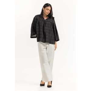 Chemisier noir tissé 231-217-001 pour femme, à pois, volanté, en satin, soie, mousseline, viscose, long, décontracté, pour le bureau, taille XL, automne - Product Image 5