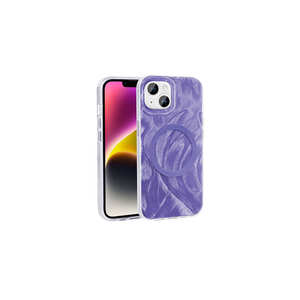 Coque arrière en silicone gris avec motif artistique de pinceaux, finition électroplaquée, élégante et antichoc, compatible avec iPhone 15 - Product Image 2