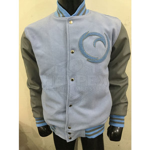 Veste en molleton pour homme avec logo personnalisé, style varsity, manches en cuir, coupe-vent, à capuche, pour l'hiver, polyester/coton, col montant - Product Image 6