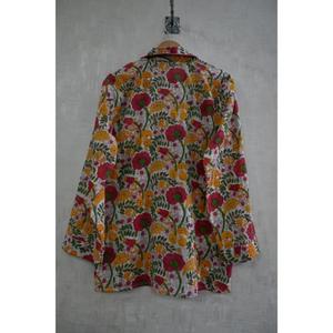 Conjunto de Pijama de Verano de Algodón Estampado a Mano para Mujer, Ropa de Dormir Floral, Suave, Transpirable, de Secado Rápido, Traje de Dormir Informal de Lujo - Product Image 3