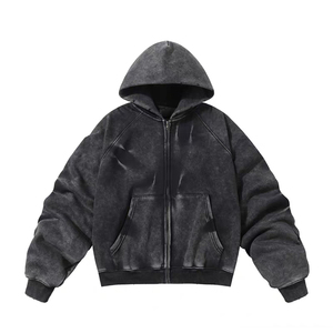 Sweat à capuche unisexe en molleton bouclette 500 g/m² délavé à l'acide, respirant, brodé, coupe oversize, hiver 2026, haute qualité - Product Image 4