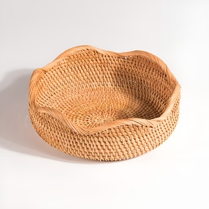 Panier de rangement en rotin à bords ondulés, paniers gigognes, décoration de table à manger, organisateur au prix le plus bas - Product Image 1