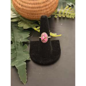 Bague artisanale en argent sterling avec dahlia en coton et opale, style Navajo, taille 8 - Bague en pierres précieuses pour usage quotidien - Product Image 1