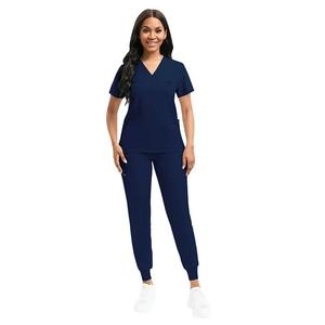 Uniformes d'hôpital personnalisés ensembles de gommages pour infirmières col en O avec fermeture à glissière pour femmes avec logo personnalisé uniformes d'hôpital - Product Image 6