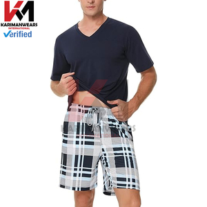 Ensemble de pyjama en viscose de bambou pour homme Chemise de détente à boutons douce Pantalon de pyjama en tissu à carreaux avec poches Respirant Léger Vêtement de détente - Product Image 3