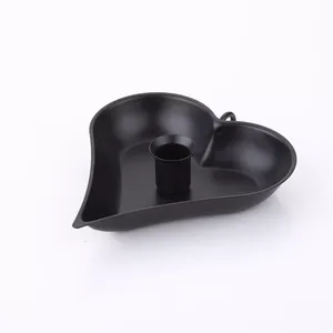 Bougeoir décoratif de mariage de table de prix bon marché de fantaisie en forme de coeur bougeoir de luxe de revêtement de poudre noire de fer en métal - Product Image 3