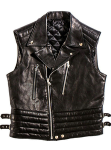 Avi-Ator-Gilet vintage en cuir véritable pour hommes, gilet de pilote et motard, sans manches, en fourrure de mouton - Product Image 4