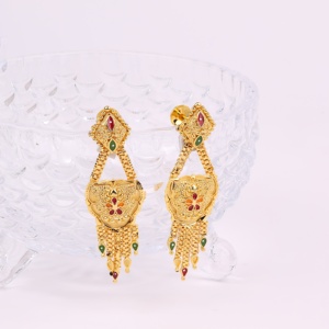 Oro Joyeria, conjunto de pendientes colgantes chapados en oro para mujer, joyería rellena de oro de latón y cobre a la moda para bodas - Product Image 2