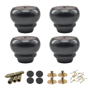 Short Turned Wooden Furniture Leg Black Solid Wood <b>Sofa</b> <b>Bed</b> Cabinet Table Leg OEM Custom Factory Supplier - Product Image 6