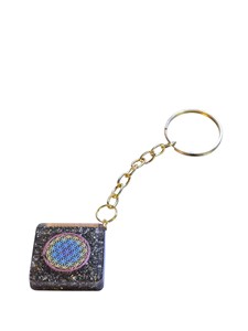 Vente en gros Amayra Crystal exporte des pierres précieuses de haute qualité Pyrite FOL Design Porte-clés plaqué or Pierre semi-précieuse Artisanat Inde - Product Image 2