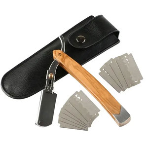 Maquinilla de afeitar de barbero personalizada al por mayor, maquinillas de afeitar rectas clásicas con mango de madera, maquinillas de afeitar - Product Image 5