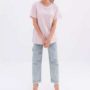 Camiseta de gran tamaño para mujer, de manga corta Camiseta básica informal holgada, patrón sólido transpirable para uso diario de verano - Product Image 5