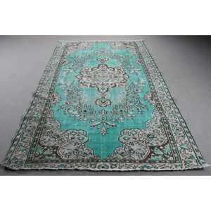 Alfombra Grande Vintage de 5,8x9,2 pies (178x279 cm), Alfombra Turca Azul del Suroeste - Product Image 1