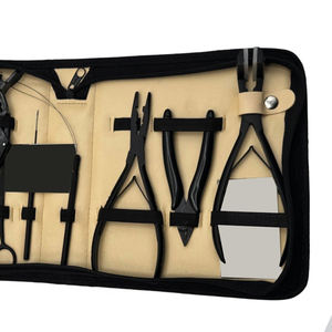 Kit d'outils professionnels pour extensions de cheveux, acier inoxydable, couleur or rose plasma, pochette en cuir pour coiffeurs et salons - Product Image 5