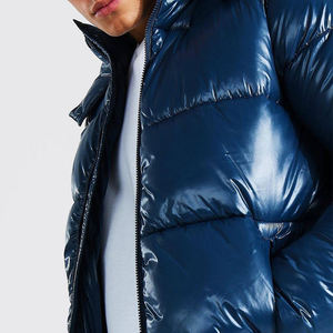 Veste matelassée brillante pour homme, veste d'automne chaude à capuche, manteau d'extérieur isolé bleu marine, léger, confortable, pour temps froid - Product Image 4