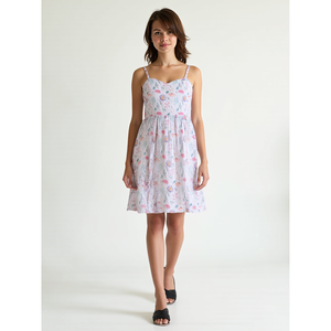 Bohemian Floral Cotton Mini <b>Dress</b> with Sweetheart Neck <b>Elastic</b> Waist Casual Plus-Size ODM Breathable for Day Club Use - Product Image 1