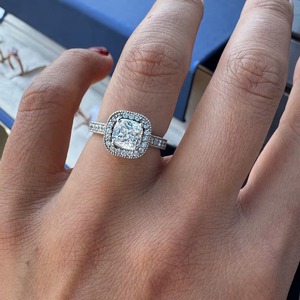 Man-Made Diamond <b>Jewellery</b> Cushion Cut Lab Grown Diamond 1.20 Ct F Color In A Vintage Style Ring Of Polished 14K Solid Gold - Product Image 2
