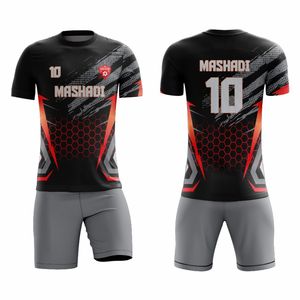 Tenues d'équipe de football personnalisées, manches courtes, col rond, ensembles d'uniformes de football sublimés, grandes tailles, respirants, vente en gros - Product Image 4