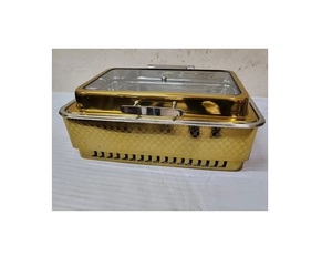 ELEGANT DESIGNS - Calentador de Comida de Acero Inoxidable con Tapa de Trébol Dorado de 4.5L y 8L, Diseño Art Deco con Cubierta de Diamantes - Product Image 3