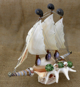 Coquillages de mer océaniques naturels Shell Boat: Figurine de bateau de coquillage artisanale Cadeaux et souvenirs exquis. - Product Image 4
