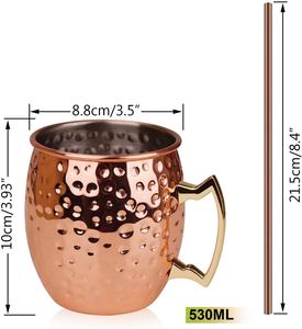 King international Moscow Mule Tasse en cuivre Tasse à boire en cuivre plaqué cuivre Tasse en acier inoxydable Tasse à boire de bière avec poignée - Product Image 6