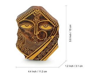 Décoration murale en bloc sculpté à la main de la mariée Madhubani en bois de Sesham suspendu en bois de manguier sculpté à la main décoration murale en bois pour ferme - Product Image 6