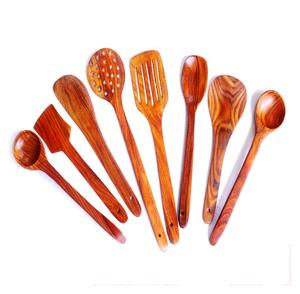 Juego de 8 espátulas antiadherentes de madera de mango, cucharones, cuchara de madera, resistente al calor, juego de herramientas de cocina de madera de mango de Acacia Natural - Product Image 5