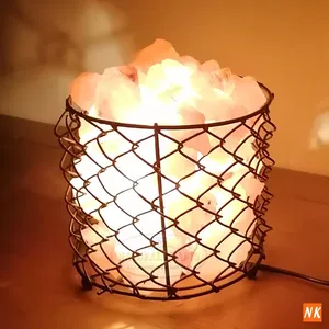 Lampes cylindriques en métal avec morceaux de sel dans des tailles personnalisées, lampes en fer avec morceaux de sel, lampes au sel de l'Himalaya - Product Image 3