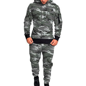 Conjunto Deportivo de Camuflaje para Hombre, Sudadera con Capucha de Felpa Premium y Pantalones Jogger, Ropa Deportiva Casual para Invierno, Estilo Urbano, OEM - Product Image 1