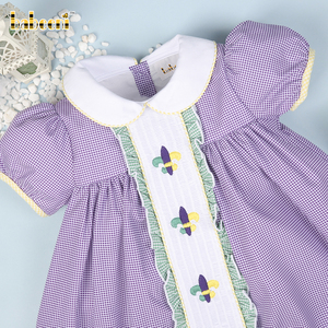 Vestido de bebé bordado a mano de caña de caramelo, OEM ODM, personalizado, hecho a mano, fabricante al por mayor, BB2625 - Product Image 4