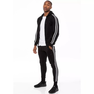 Custom Tracksuit High Quality <b>zip</b> up hoodie with <b>side</b> stripe and jogger <b>trouser</b> Sweatsuit Heavyweight men Tracksuits Tracksuits - Product Image 1