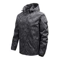 Veste coupe-vent à capuche avec poche zippée pour le sport, manteau simple camouflage pour hommes, automne et hiver